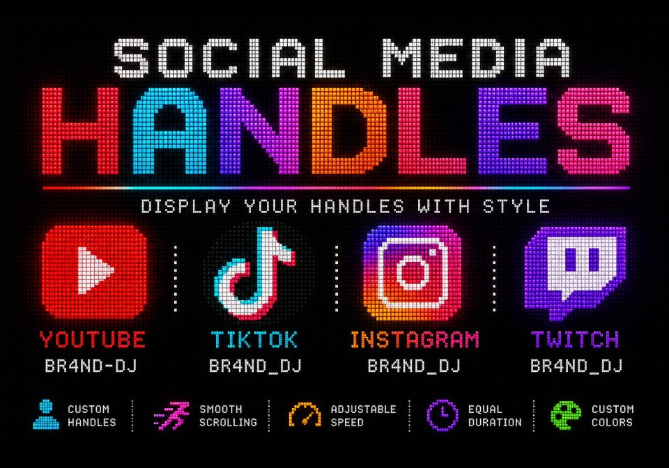 Social Media Handles shown on an AWTRIX display