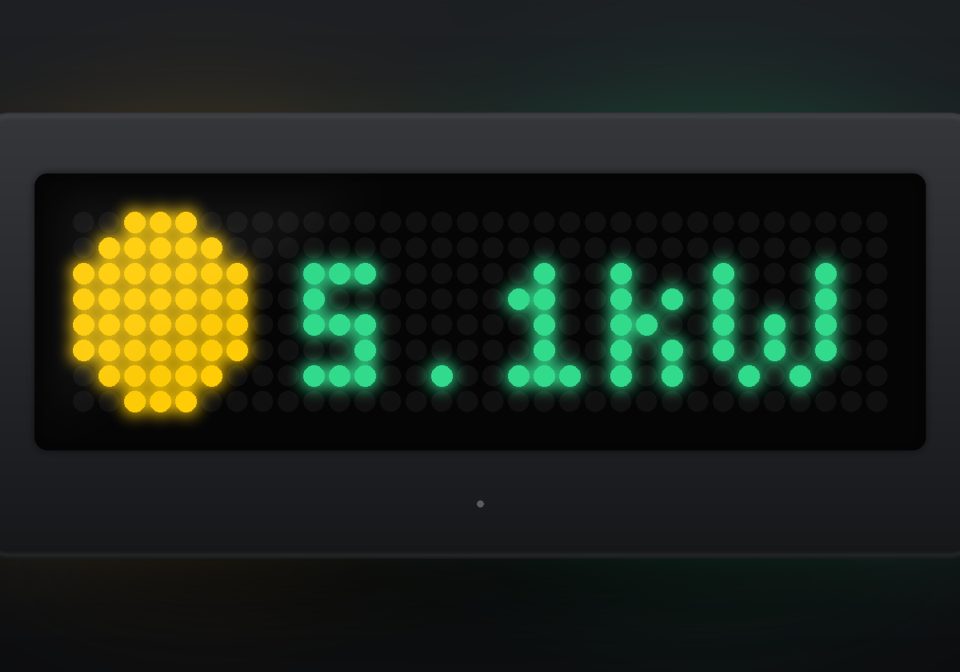 PV Power (SolarEdge) shown on an AWTRIX display